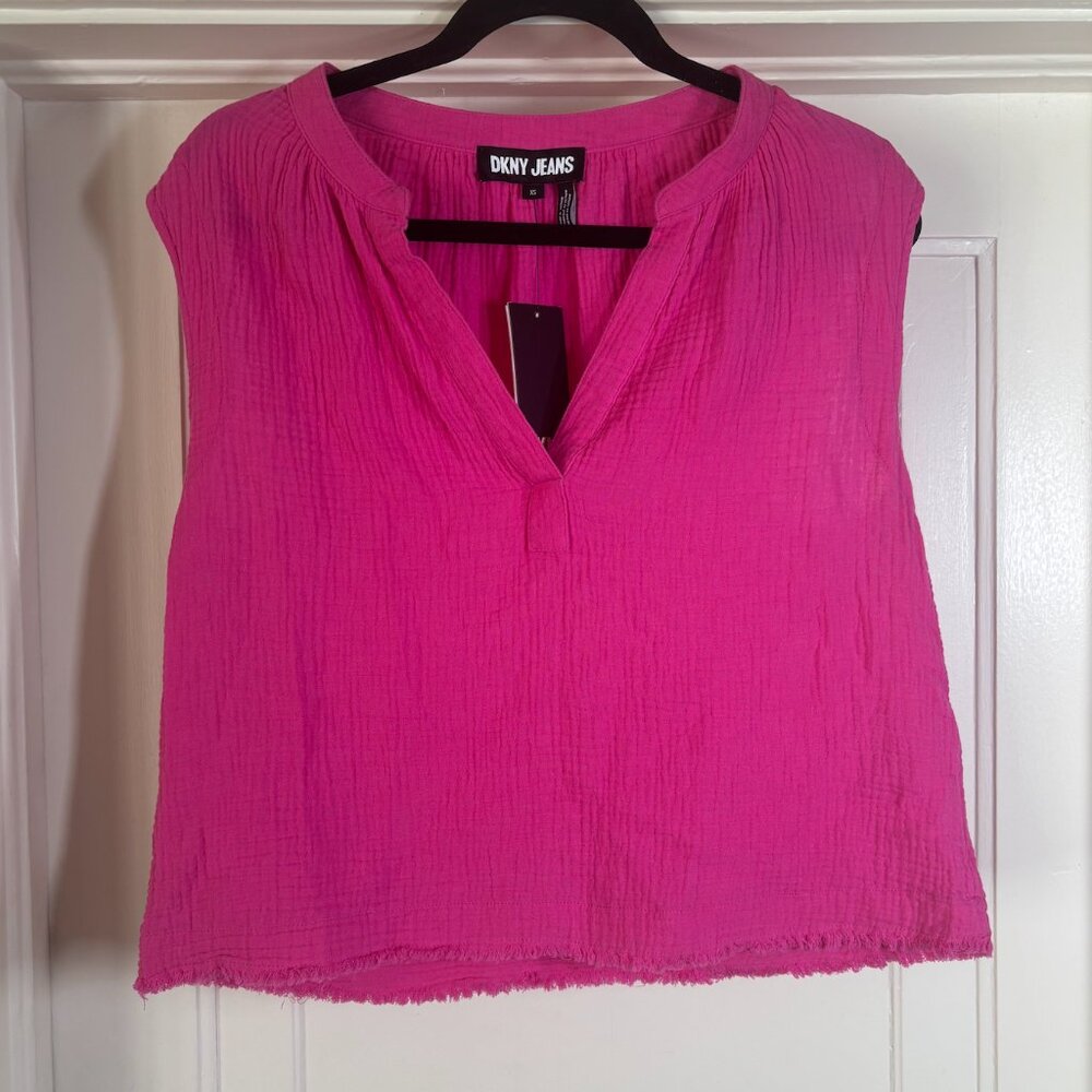 DKNY Women's Sleeveless Double-Crepe Gauze Crop Top